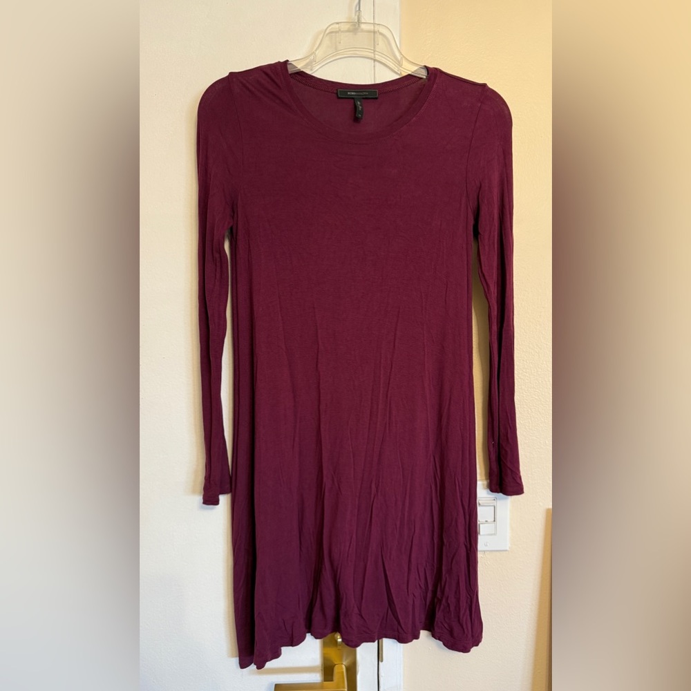 BCBGMAXAZRIA Maroon Long Sleeved Dress Size XS